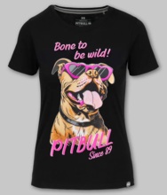 PIT BULL &quot;SUNGLASSES DOG&quot; women&#39;s t-shirt - black