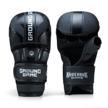 Ground Game MMA Leather Sparring Gloves &quot;Stripe Black&quot; 